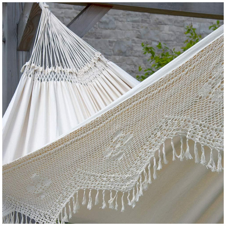 Vivere Authentic Brazilian Cotton Hammock, Outdoor Hanging Daybed, Antique