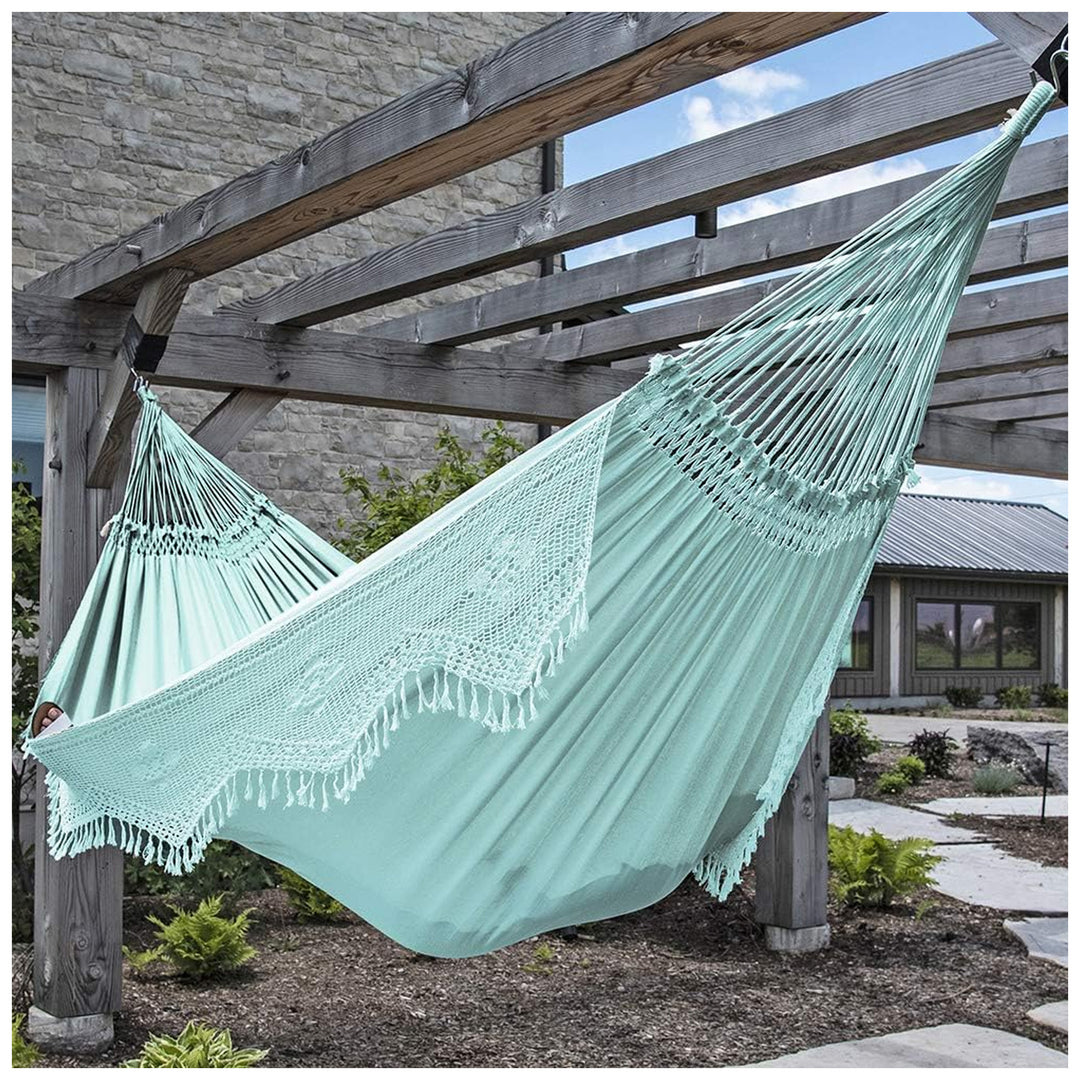 Vivere Authentic Brazilian Cotton Hammock, Outdoor Hanging Daybed, Copacabana