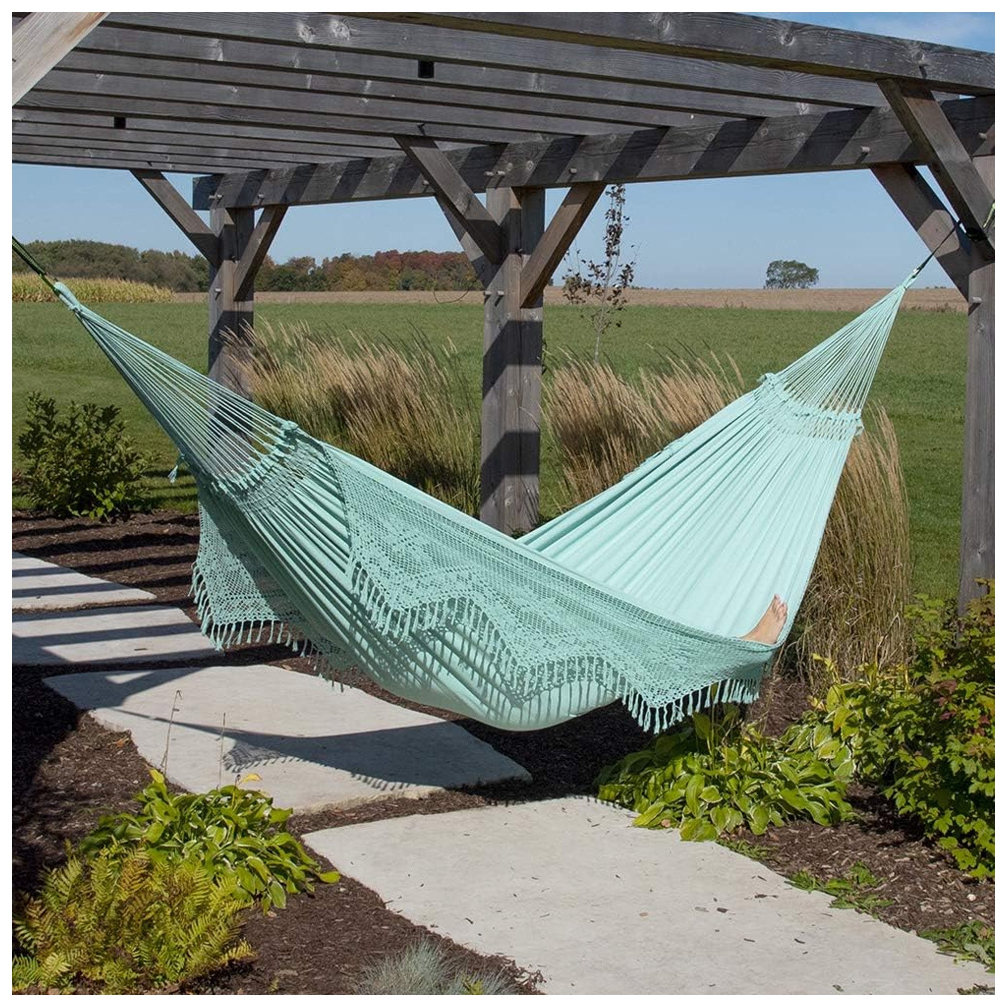 Vivere Authentic Brazilian Cotton Hammock, Outdoor Hanging Daybed, (Open Box) - VMInnovations