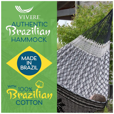 Vivere Authentic Brazilian Cotton Hammock, Outdoor Hanging Daybed (Open Box) - VMInnovations