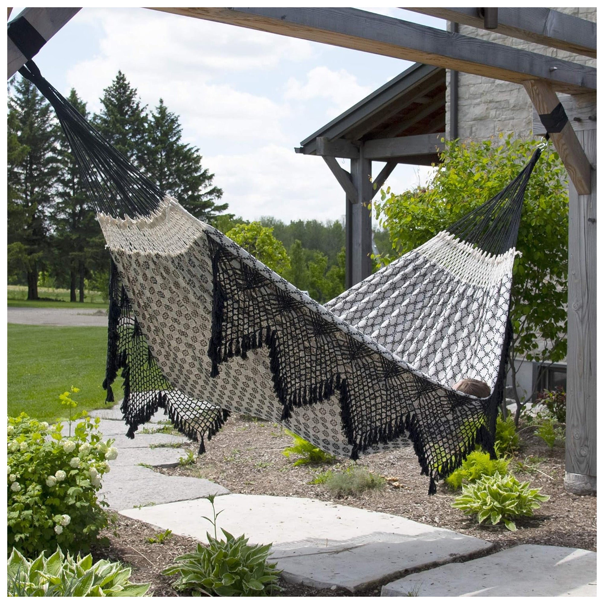 Vivere Authentic Brazilian Cotton Hammock, Outdoor Hanging Daybed (Open Box) - VMInnovations