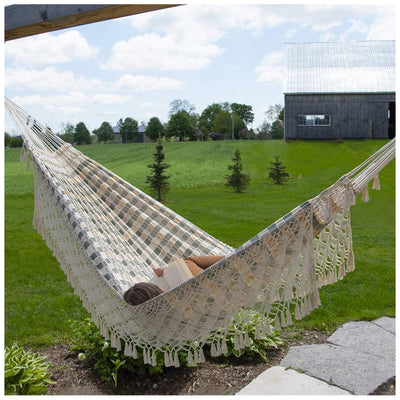 Vivere Brazilian Cotton Hammock, Outdoor Hanging Daybed, Honey Island (Open Box) - VMInnovations