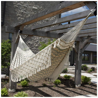 Vivere Brazilian Cotton Hammock, Outdoor Hanging Daybed, Honey Island (Open Box) - VMInnovations