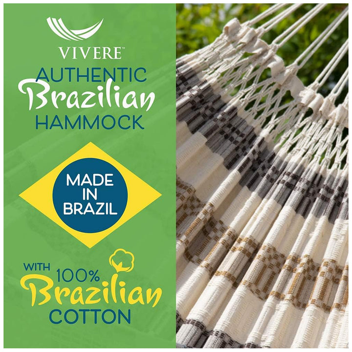 Vivere Authentic Brazilian Cotton Hammock, Outdoor Hanging Daybed, Costa