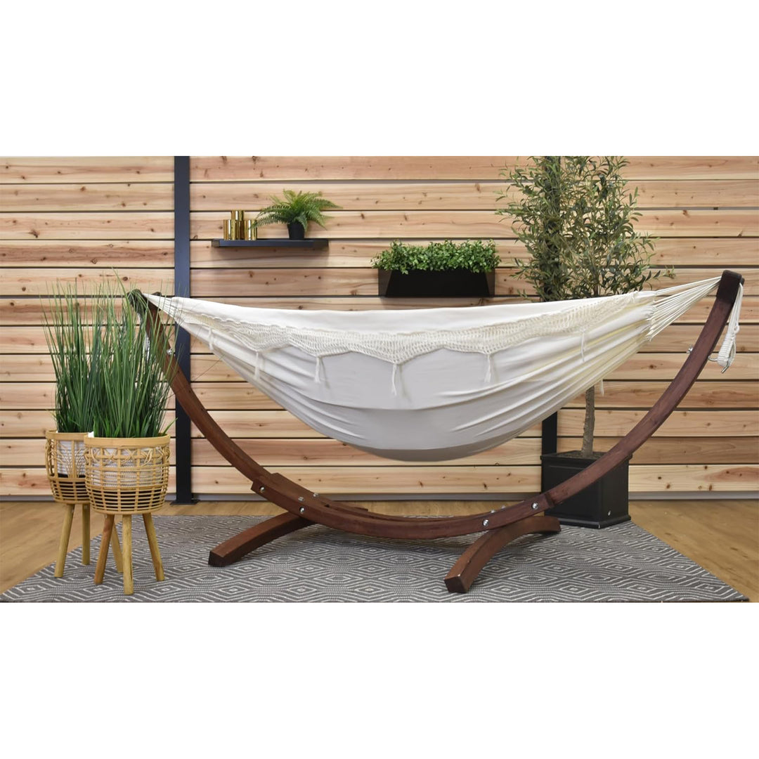 Vivere Double Cotton Hammock, Comfortable Daybed with Wood Frame, 8' (Open Box)