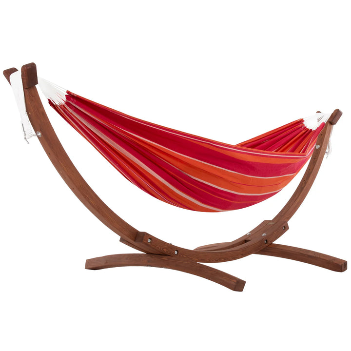 Vivere Double Cotton Hammock, Comfortable Daybed with Wood Frame, 8', Mimosa - VMInnovations