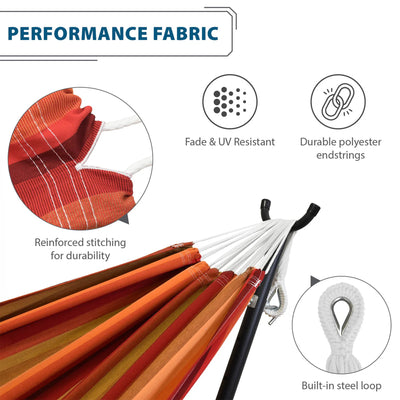 Vivere Double Cotton Hammock, Comfortable Daybed w/Wood Frame, 8' (Open Box)