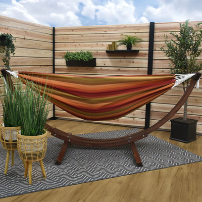 Vivere Double Cotton Hammock, Comfortable Daybed w/Wood Frame, 8' (Open Box)