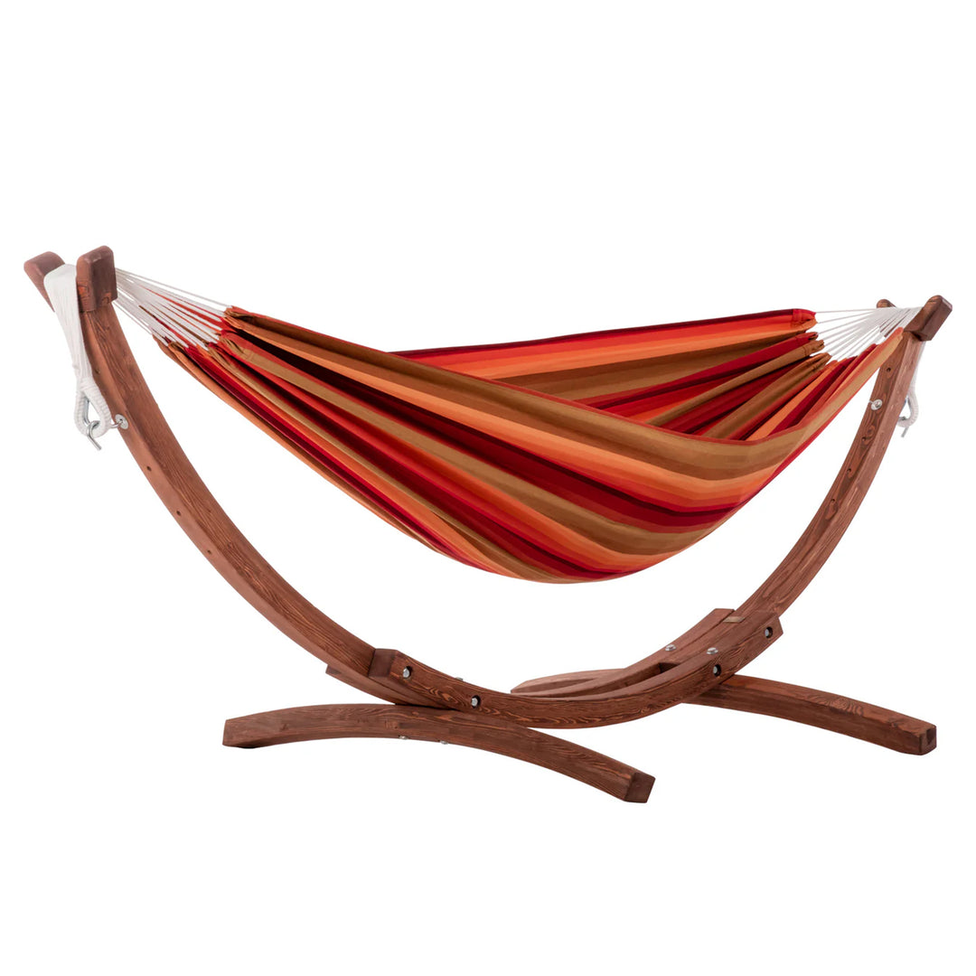 Vivere Double Cotton Hammock, Comfortable Daybed with Wood Frame, 8', Sunset
