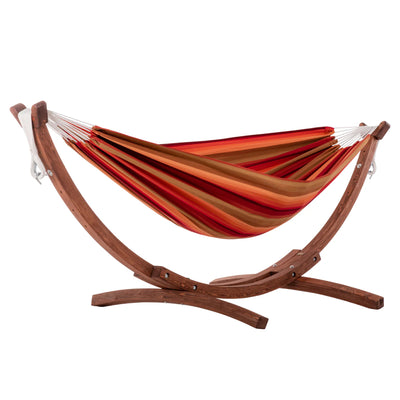 Vivere Double Cotton Hammock, Comfortable Daybed w/Wood Frame, 8' (Open Box) - VMInnovations