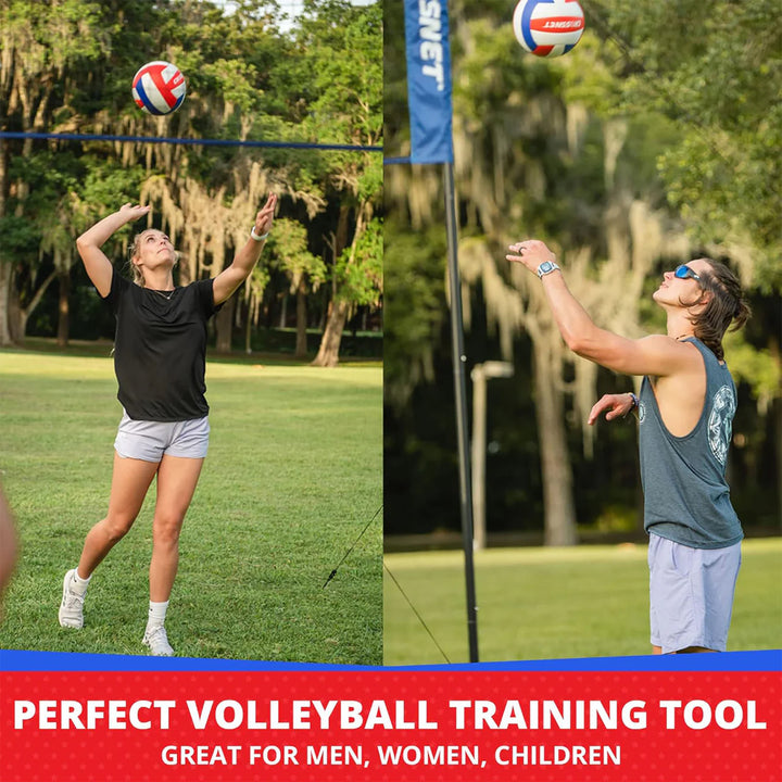 Vivere CROSSNET 4 Square Outdoor Volleyball Game Net Set with Ball, Star/Stripes