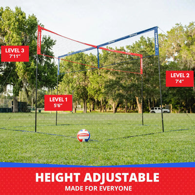 Vivere CROSSNET 4 Sq Outdoor Volleyball Game Net Set w Ball (Used)