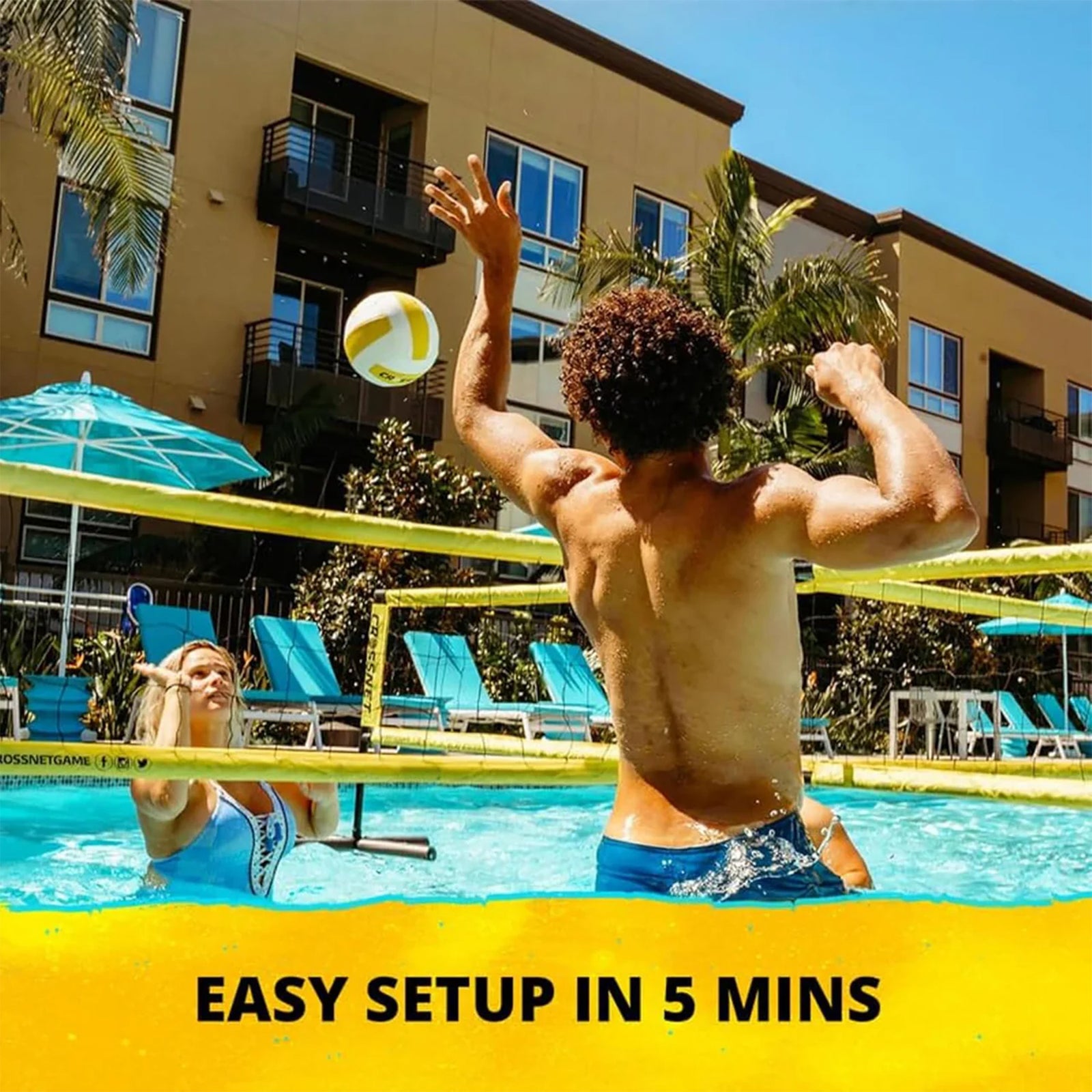 Vivere CROSSNET H2O Volleyball Pool Game 4 Square Net Portable Outdoor Water Toy - VMInnovations