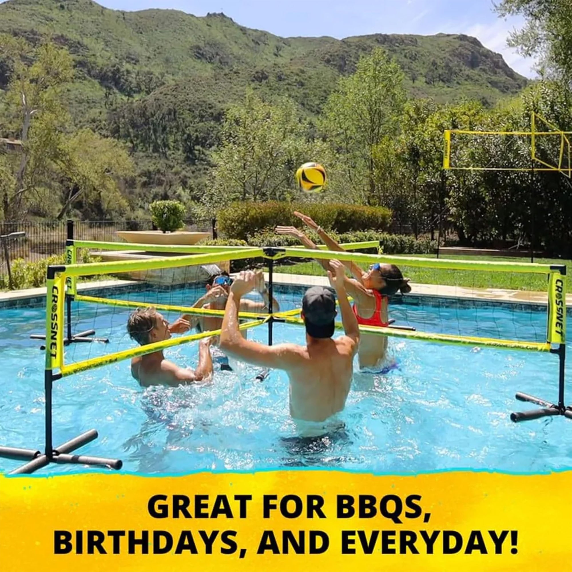 Vivere CROSSNET Volleyball Pool Game 4 Square Net Portable Water Toy (Open Box)