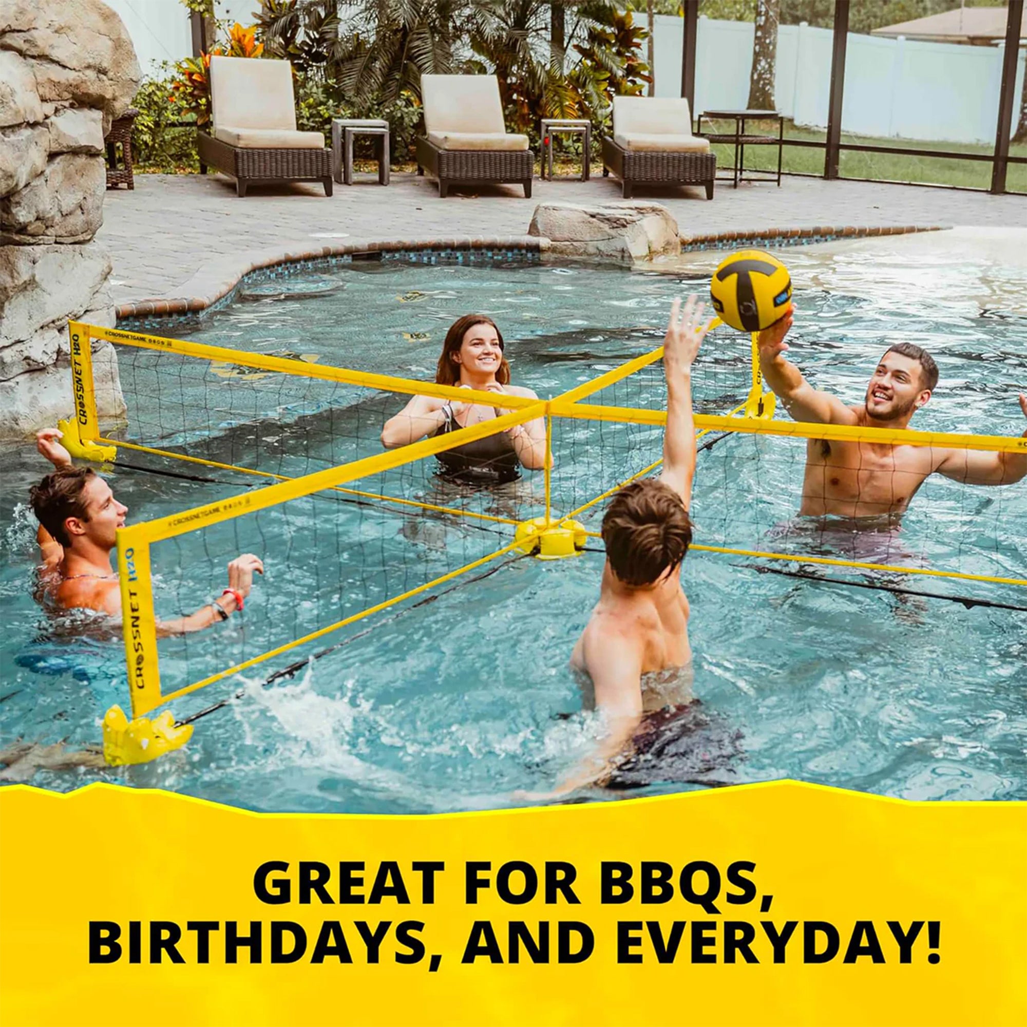 Vivere CROSSNET H2O Volleyball  4 Sq Portable Outdoor Water Pool Game (Open Box)