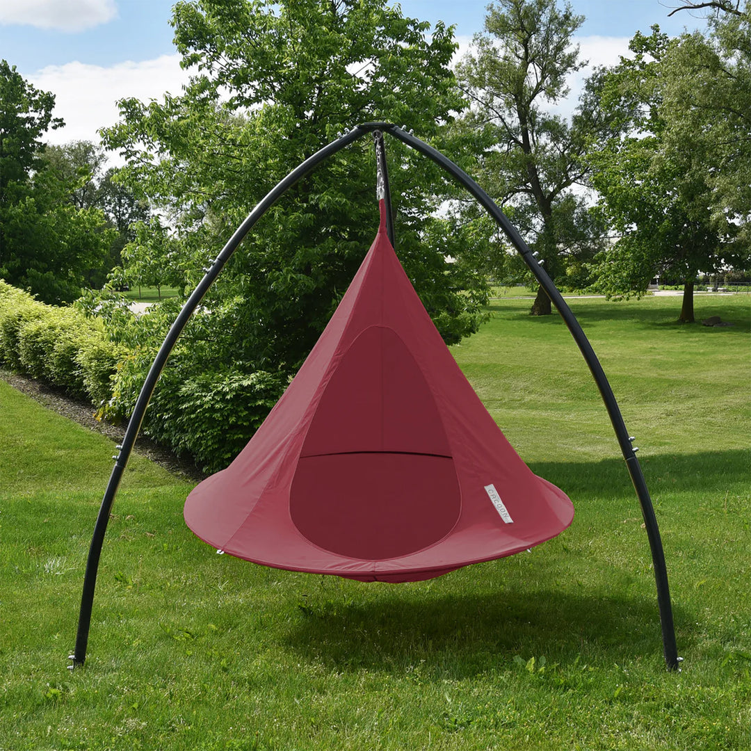 Vivere Double Cacoon Hanging Chair Indoor/Outdoor Polyester Canvas Hammock, Red