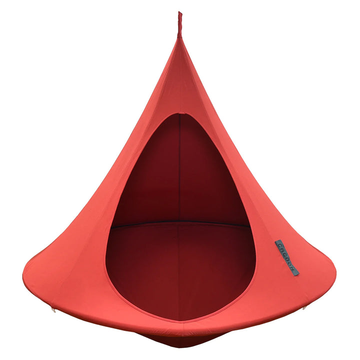 Vivere Double Cacoon Hanging Chair Indoor/Outdoor Polyester Canvas Hammock, Red