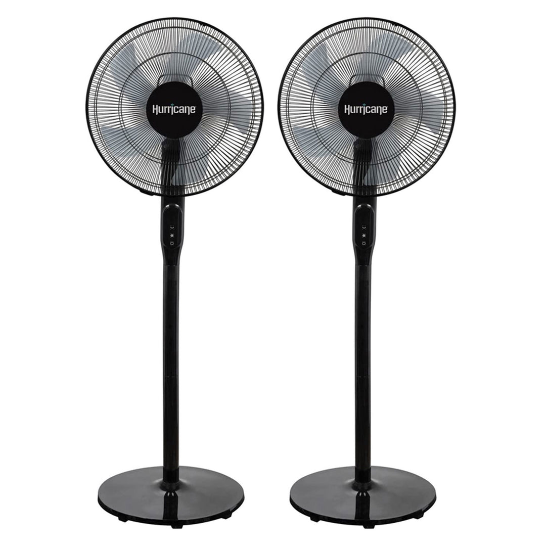 Hurricane 2 Pack 16" Energy Efficient Adjustable Standing Fan, 12 Speed Settings