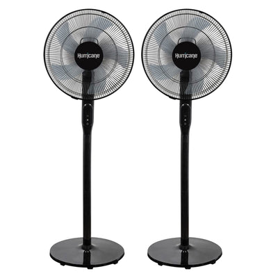 Hurricane 2 Pack 16" Energy Efficient Adjustable Standing Fan, 12 Speed Settings - VMInnovations