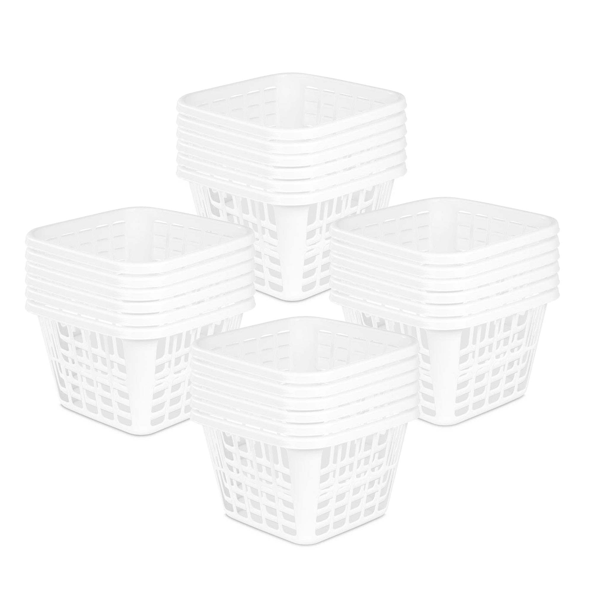 Sterilite Square Laundry Basket 1.25 Bushel Plastic Hamper with Handles, 24 Pack - VMInnovations