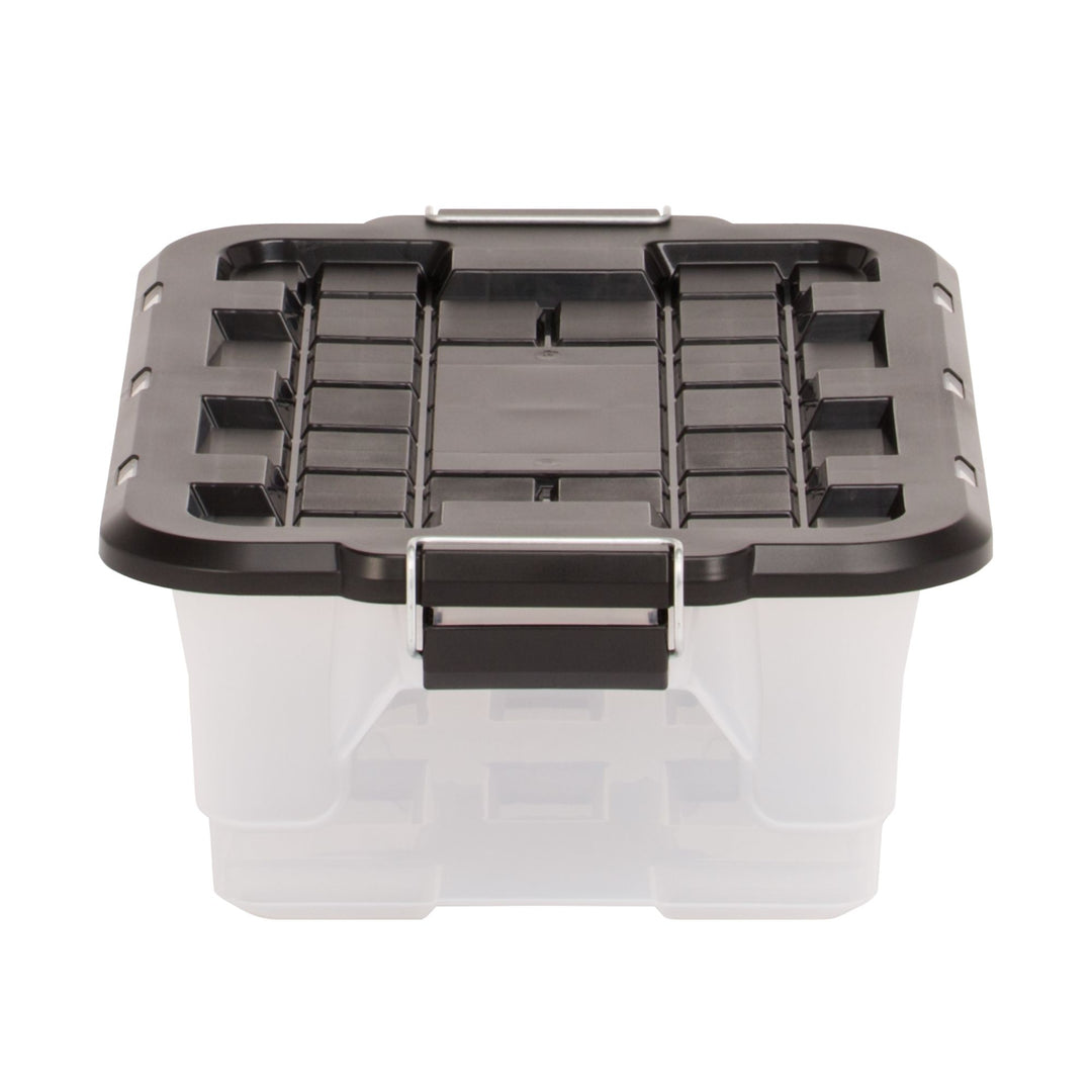 Homz 2pk 10 Gal Clear Plastic Stackable Home Storage Bin w/Lid, Black (Open Box)