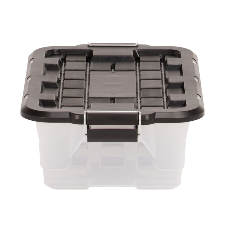 Homz 2pk 10 Gal Clear Plastic Stackable Home Storage Bin w/Lid, Black (Open Box)