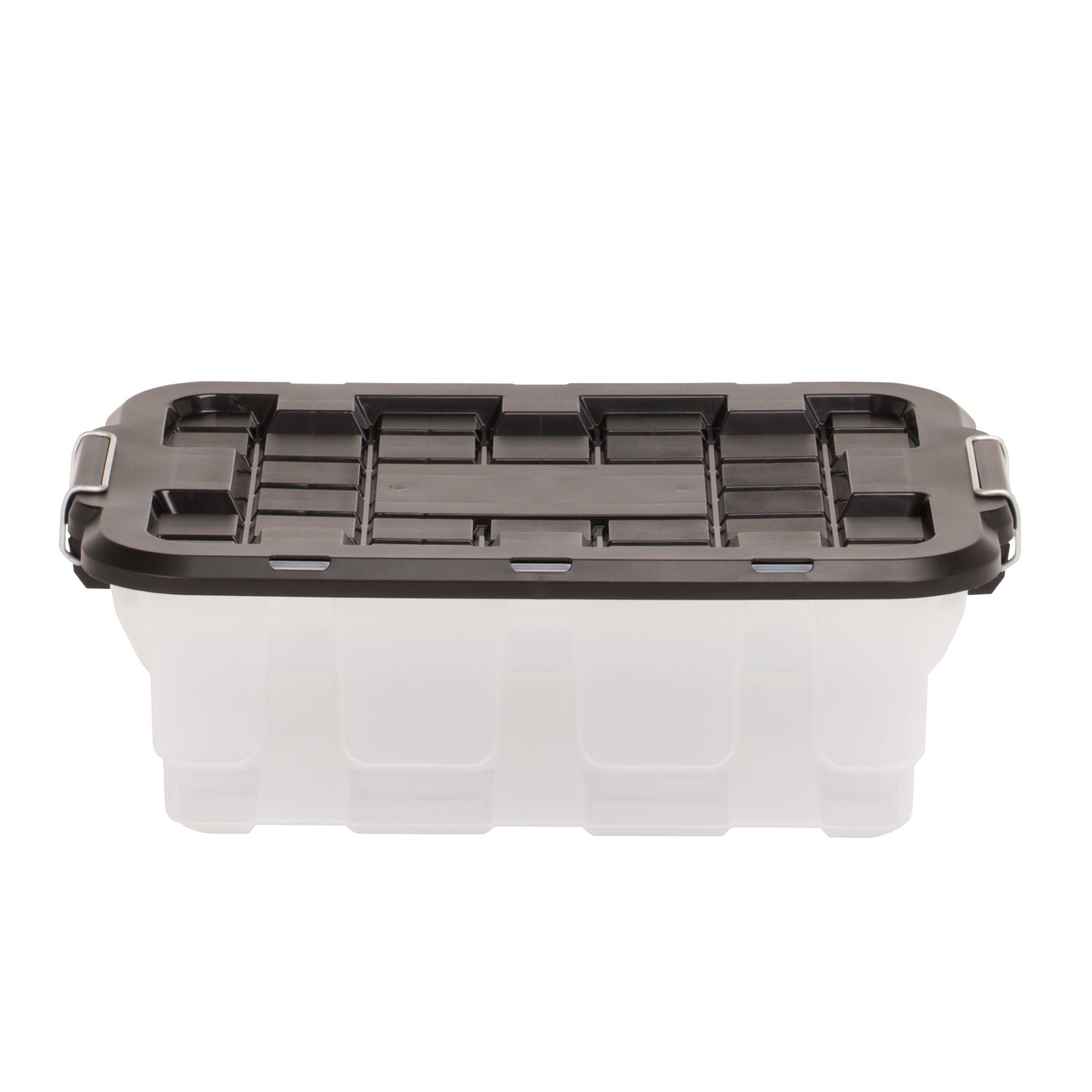 Homz 2 Pack 10-Gallon Clear Plastic Stackable Home Storage Bin with Lid, Black
