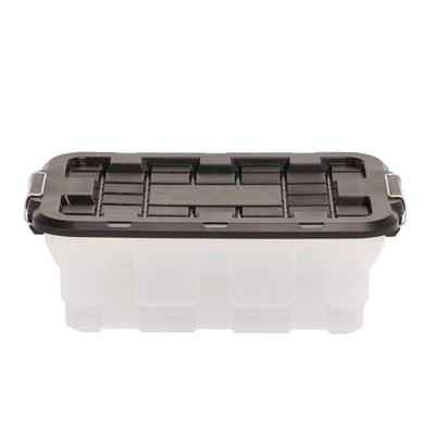 Homz 2 Pack 10-Gallon Clear Plastic Stackable Home Storage Bin with Lid, Black