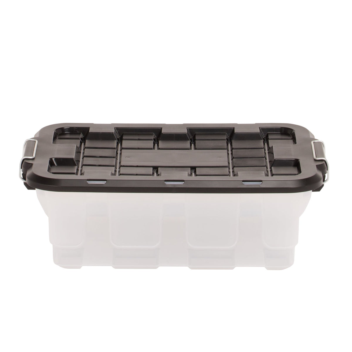Homz 2 Pack 10-Gallon Clear Plastic Stackable Home Storage Bin with Lid, Black
