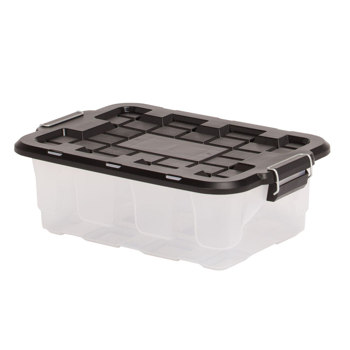 Homz 2pk 10 Gal Clear Plastic Stackable Home Storage Bin w/Lid, Black (Open Box)