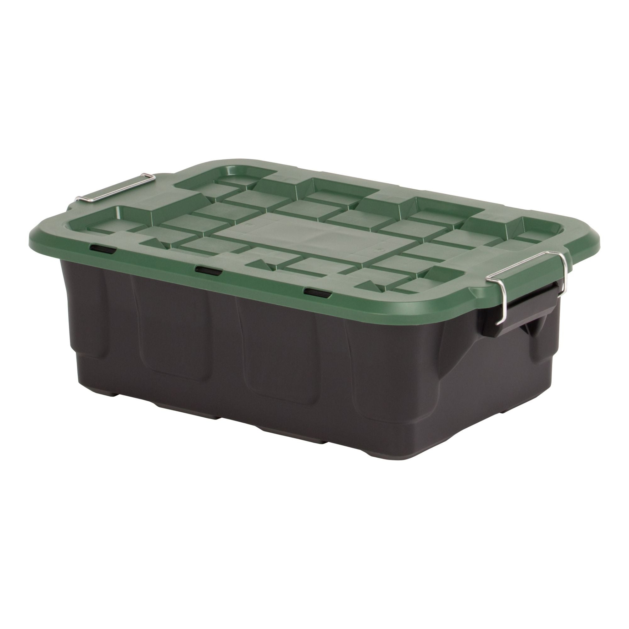 Homz 2 Pack 10-Gallon Plastic Stackable Home Storage Bins with Lids, Black/Green