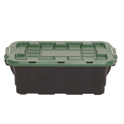Homz 2 Pack 10-Gallon Plastic Stackable Home Storage Bins with Lids, Black/Green