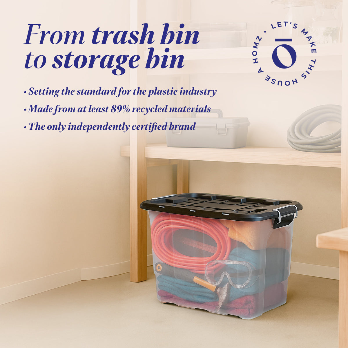 Homz 2 Pack 20-Gallon Clear Plastic Stackable Home Storage Bin W Lid (Open Box)