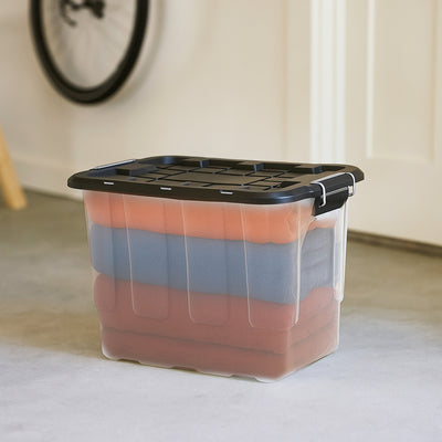 Homz 2 Pack 20-Gallon Clear Plastic Stackable Home Storage Bin W Lid (Open Box)