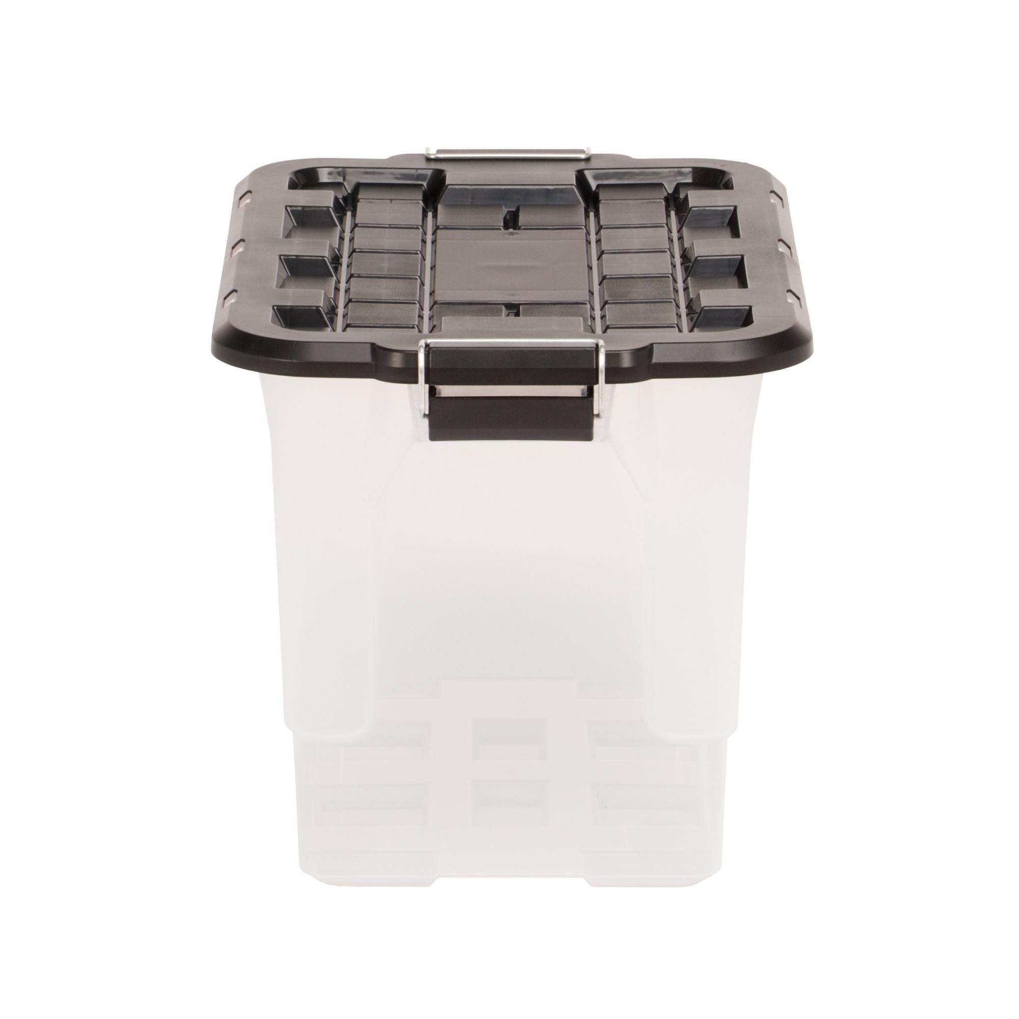 Homz 2 Pack 20-Gallon Clear Plastic Stackable Home Storage Bin with Lid, Black