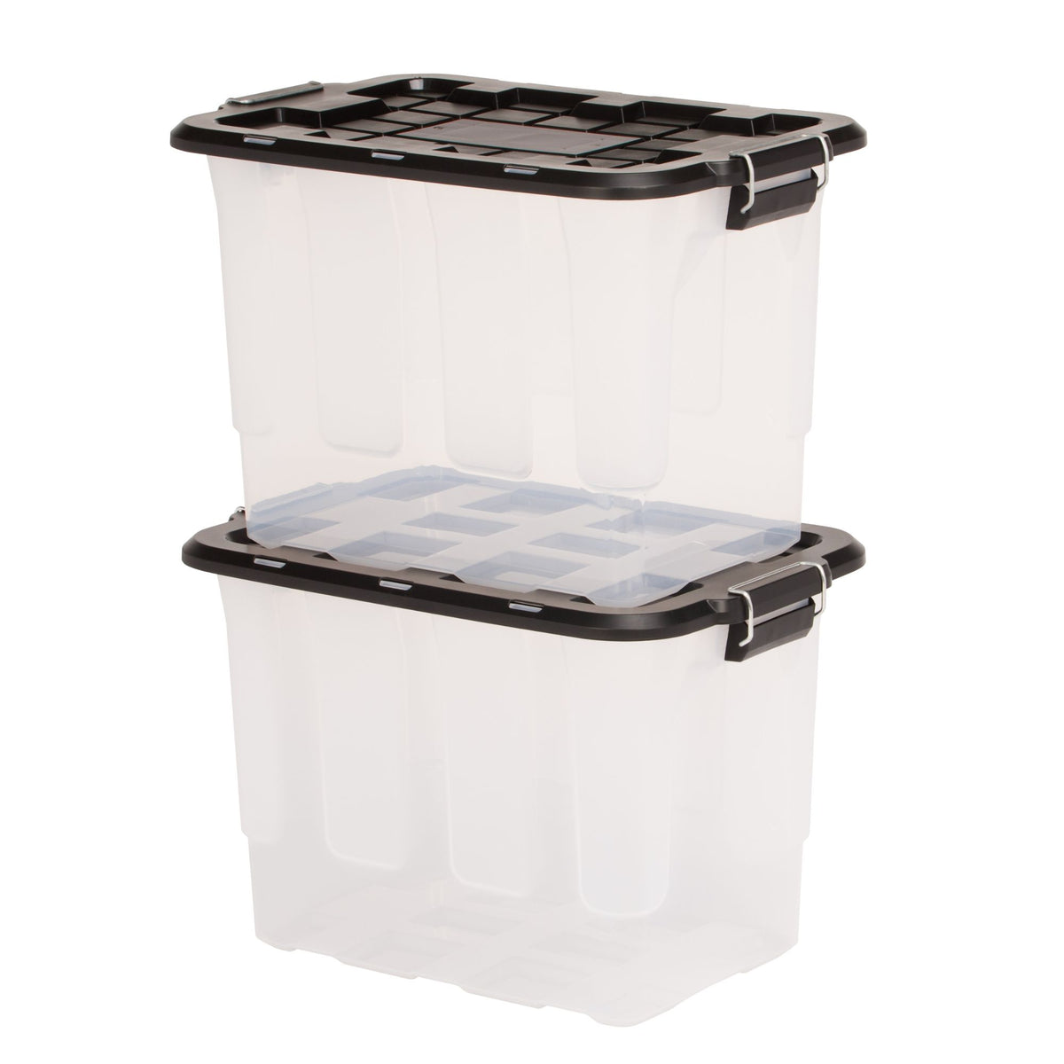 Homz 2 Pack 20-Gallon Clear Plastic Stackable Home Storage Bin W Lid (Open Box)