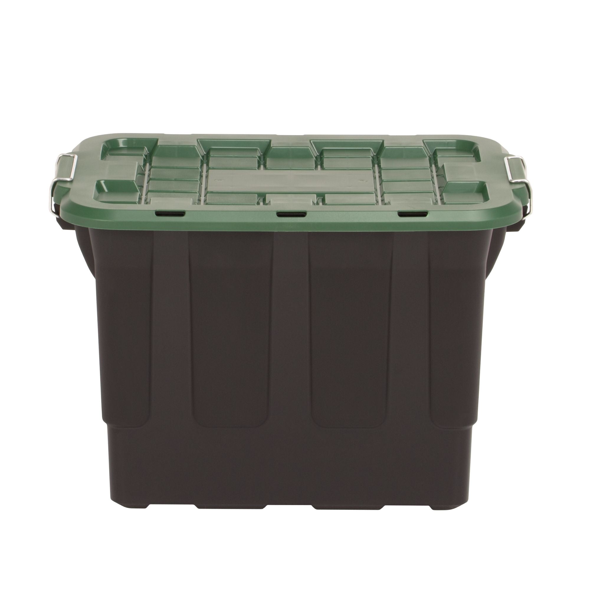 Homz 2 Pack 20-Gallon Plastic Stackable Home Storage Bins with Lids, Black/Green
