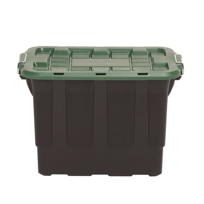 Homz 2 Pack 20-Gallon Plastic Stackable Home Storage Bins with Lids, Black/Green