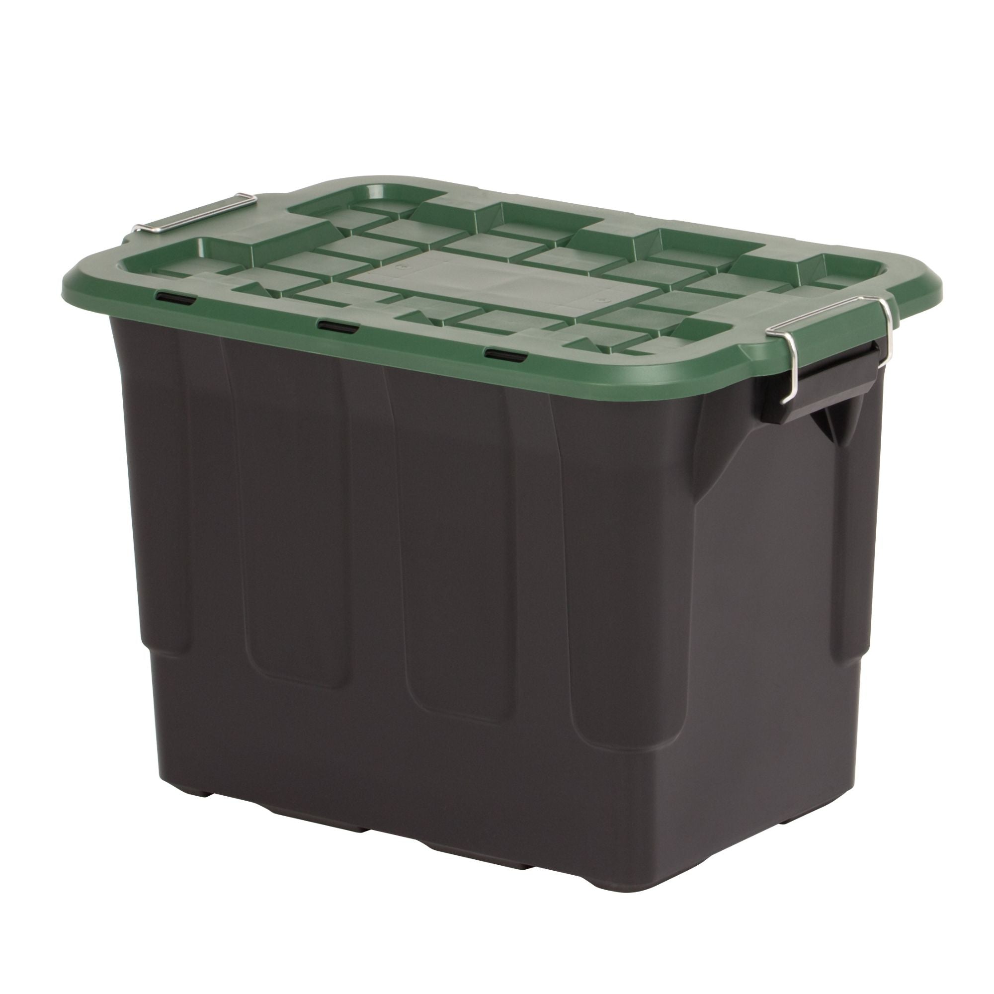 Homz 2 Pack 20-Gallon Plastic Stackable Home Storage Bins with Lids, Black/Green