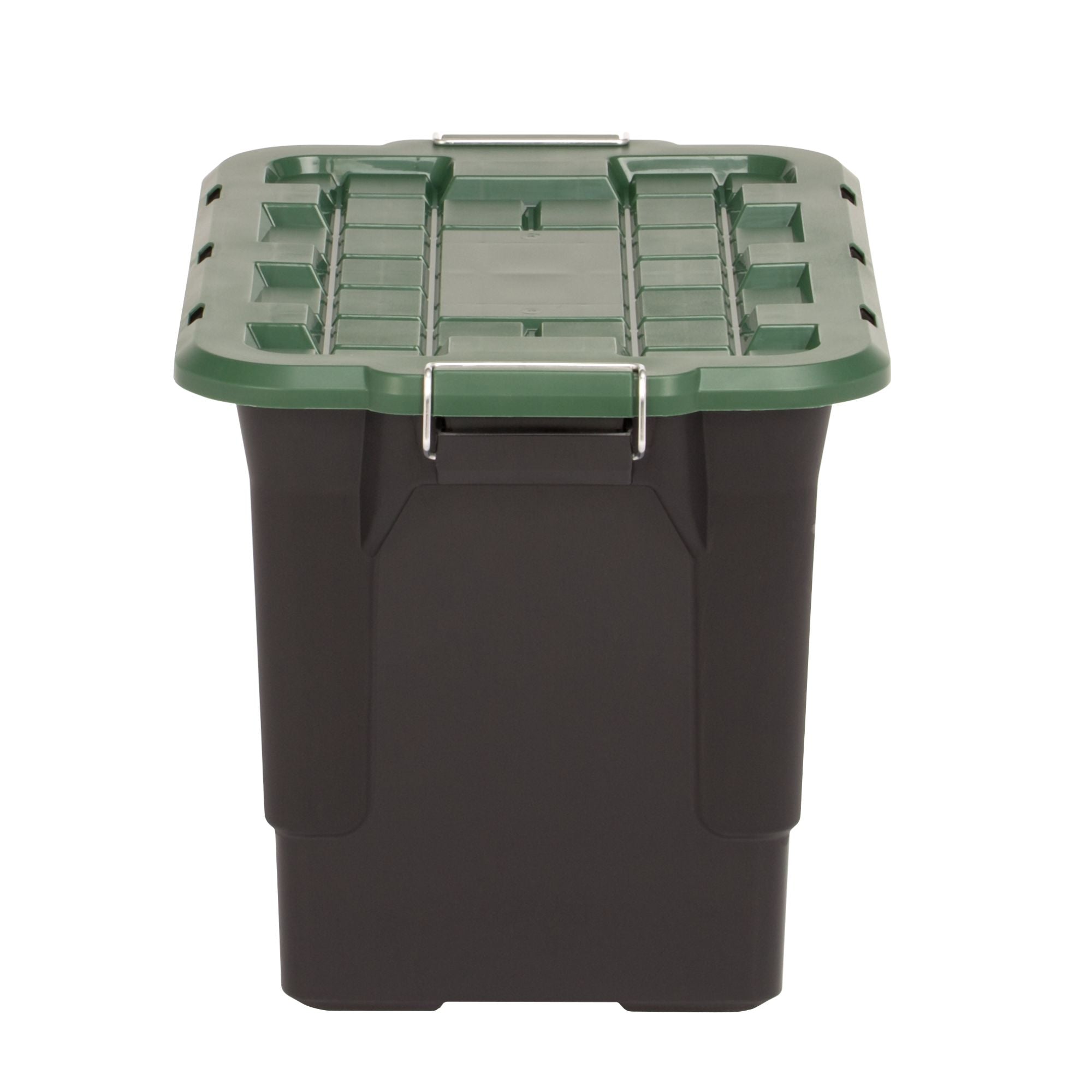 Homz 2 Pack 20-Gallon Plastic Stackable Home Storage Bins with Lids, Black/Green