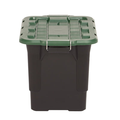 Homz 2 Pack 20-Gallon Plastic Stackable Home Storage Bins with Lids, Black/Green
