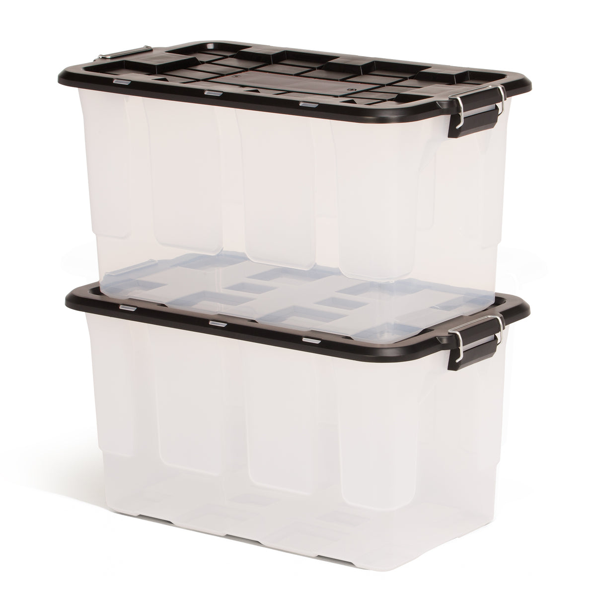 Homz 2 Pack 30-Gallon Clear Plastic Stackable Home Storage Bin W Lid (Open Box)