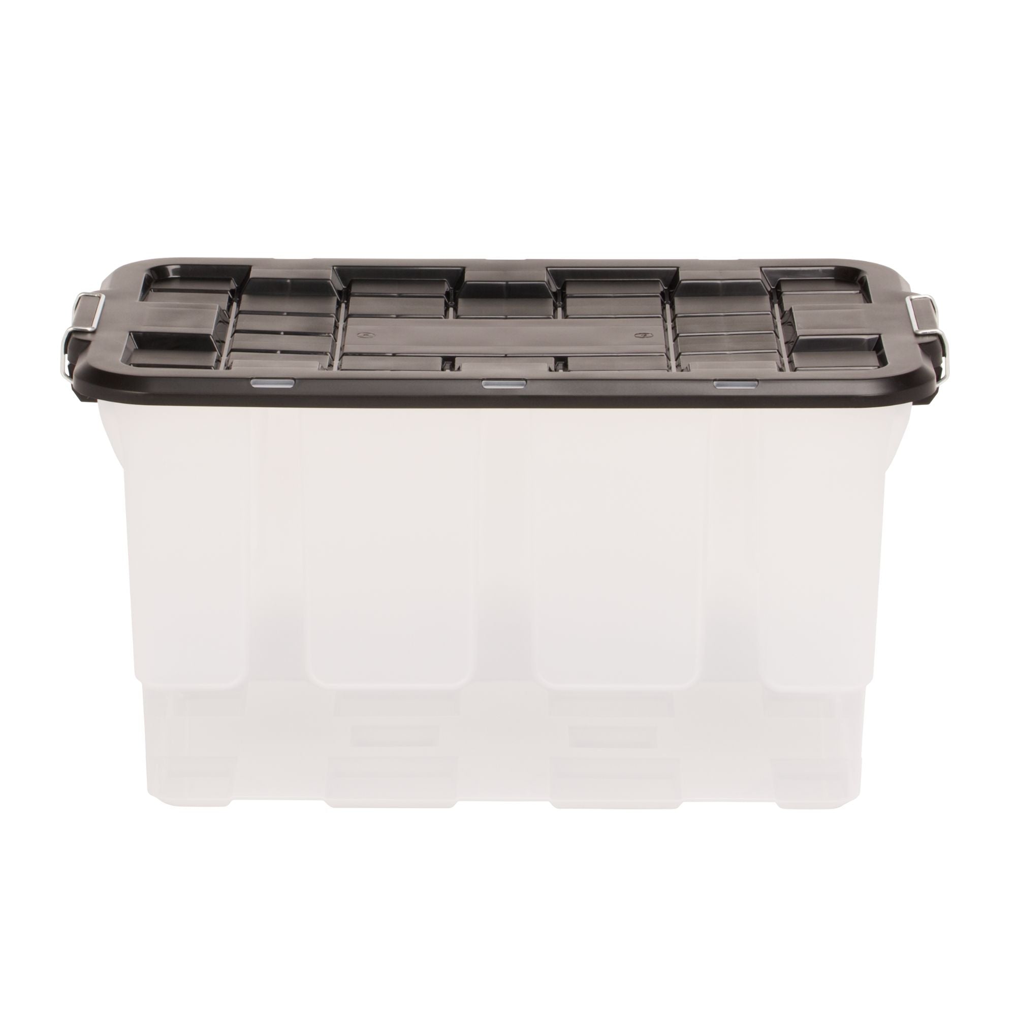 Homz 2 Pack 30-Gallon Clear Plastic Stackable Home Storage Bin with Lid, Black