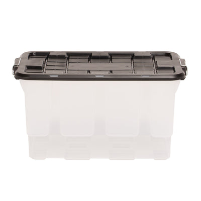 Homz 2 Pack 30-Gallon Clear Plastic Stackable Home Storage Bin with Lid, Black