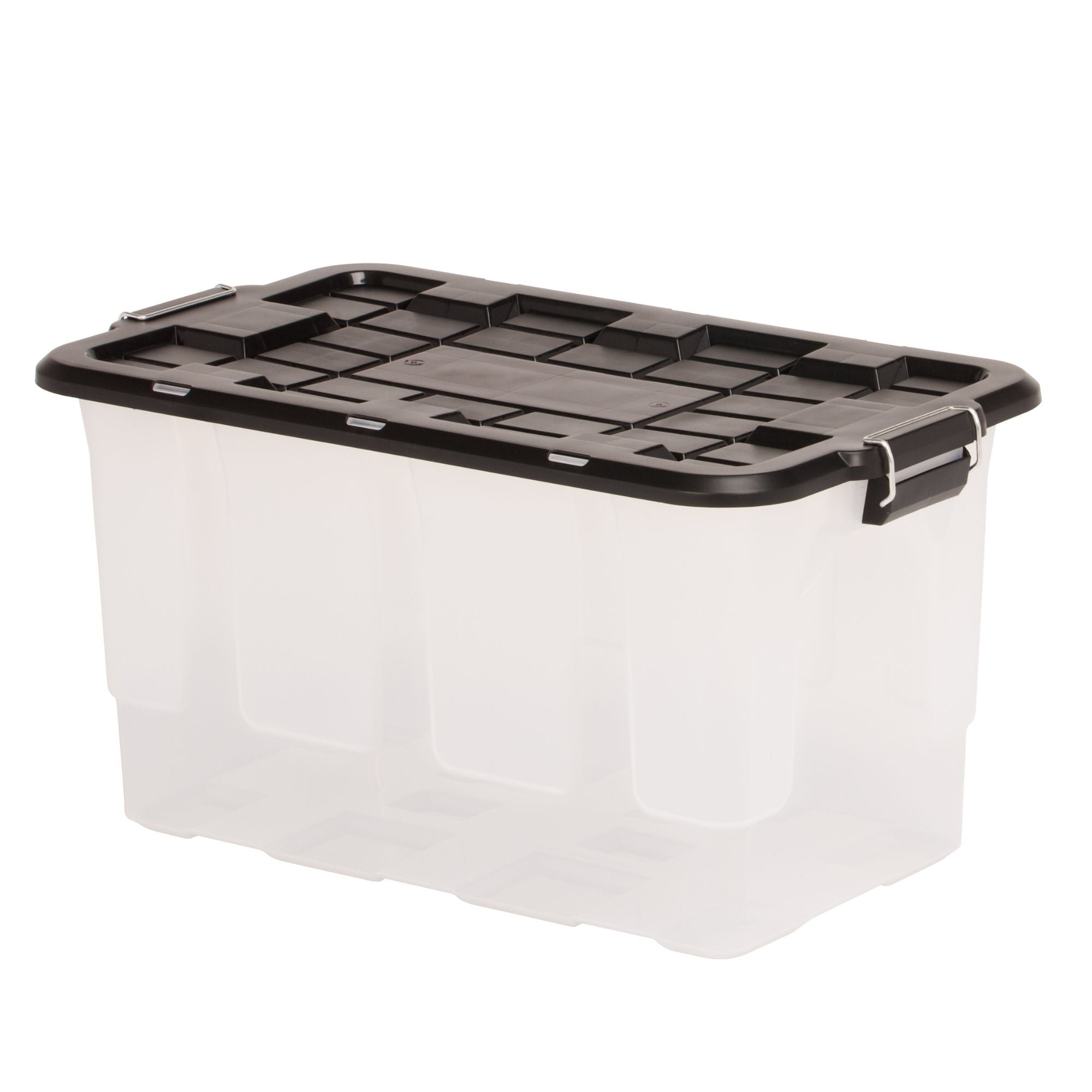 Homz 2 Pack 30-Gallon Clear Plastic Stackable Home Storage Bin with Lid, Black