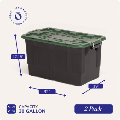 Homz 2 Pack 30-Gallon Plastic Stackable Home Storage Bins with Lids, (Open Box) - VMInnovations