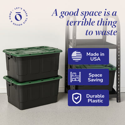 Homz 2 Pack 30-Gallon Plastic Stackable Home Storage Bins with Lids, (Open Box) - VMInnovations