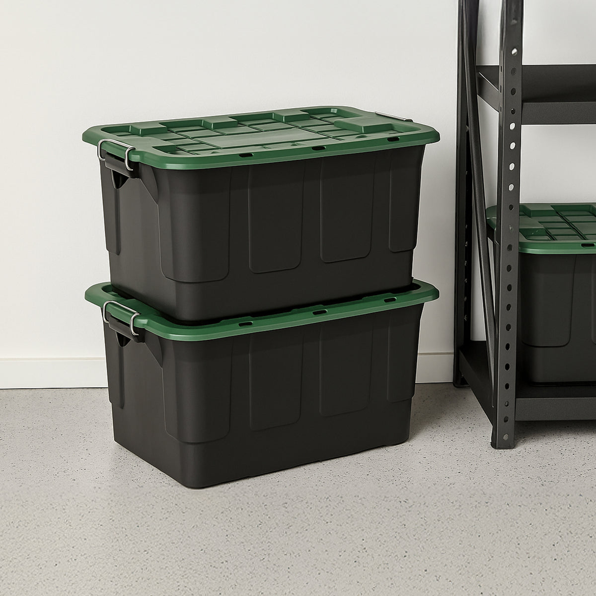 Homz 2 Pack 30-Gallon Plastic Stackable Home Storage Bins with Lids, (Open Box)