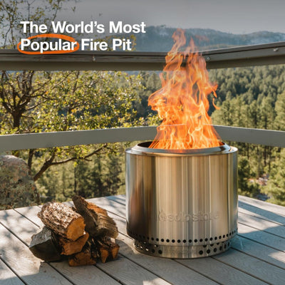 Solo Stove Essential Bundle Bonfire, 19.5" Smokeless Fire Pit with Stand, & Lid