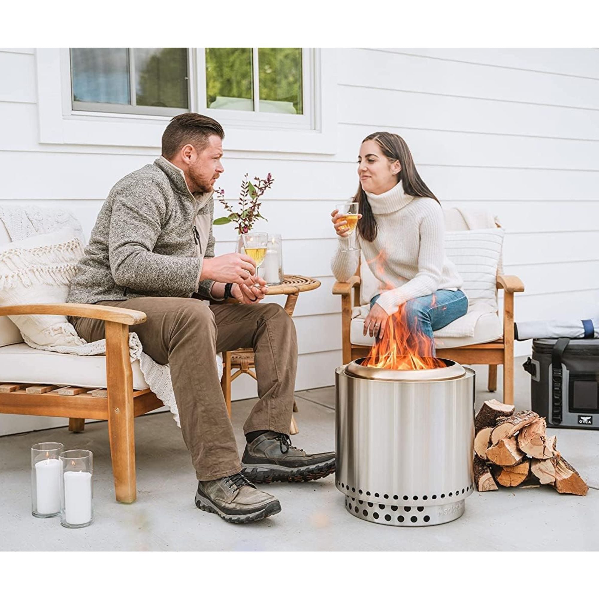 Solo Stove Ranger 2.0, 15" Wood Burning Smokeless Fire Pit with Stand, Silver